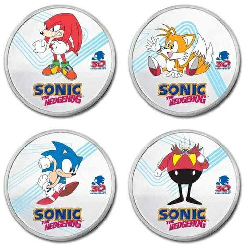 2021年 ソニック・ザ・ヘッジホッグ 30周年記念 1オンス銀貨コレクション 4枚セット (TEP)