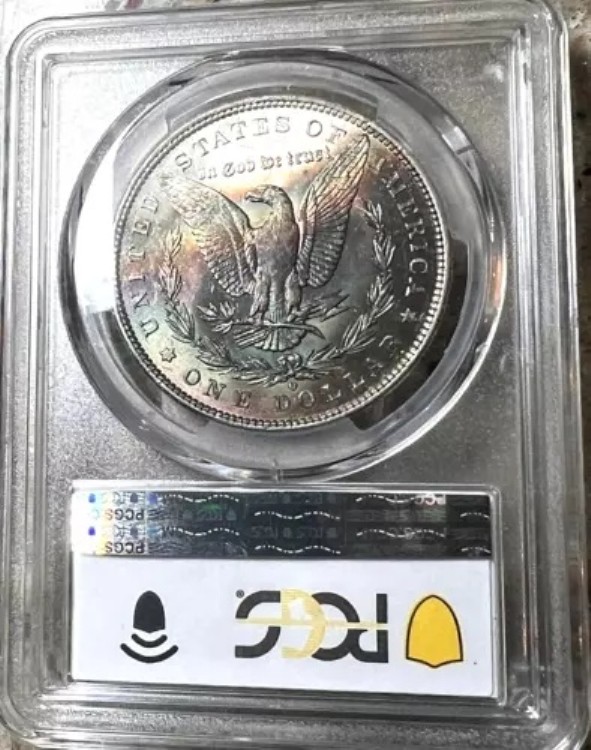 1884年 Oトーン モルガン $ PCGS MS 61????ゴジラ マルチブレイジングカラー????動画