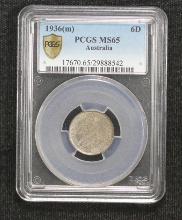 1936年 オーストラリア 6ペンス PCGS MS-65 4PJZ 115,500円