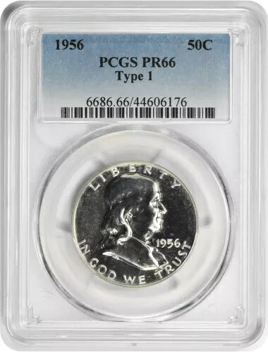 1956年 フランクリンシルバー ハーフダラー タイプ1 PR66 PCGS