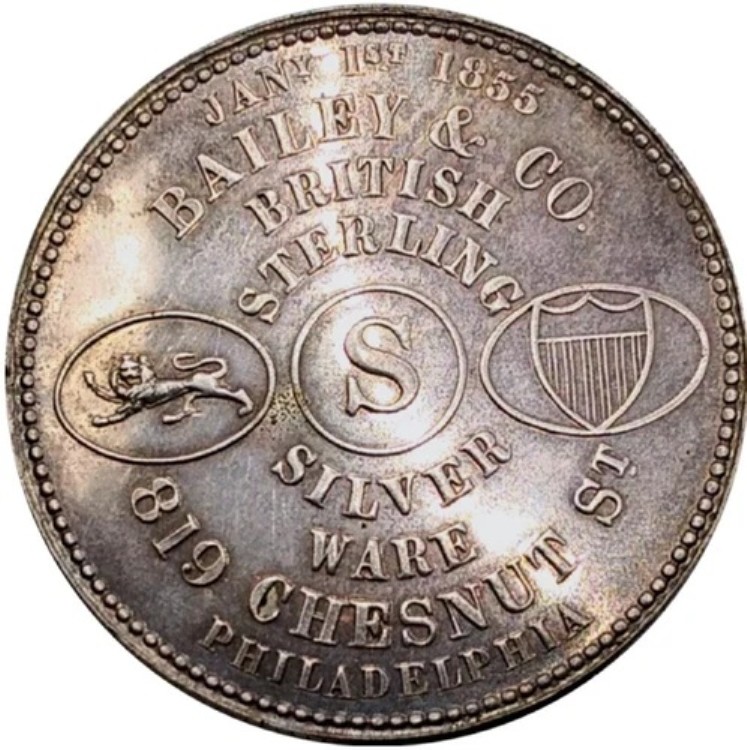(1860年)銀貨 フィラデルフィア PA 33AAf ベイリー&カンパニー 商人トークン 非常に希少|WORLD RESOURCE【KING店】
