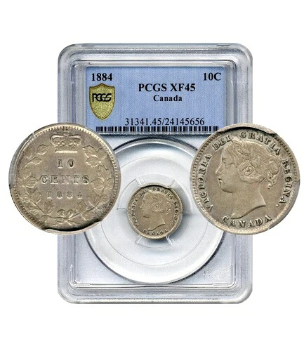 1884年カナダ10セント硬貨 - 極上品、PCGS EF45、希少キー日付｜WORLD RESOURCE【KING店】
