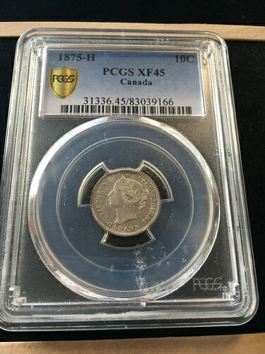 1875H PCGS グレードカナダ、10セント、**EF-45** #9166