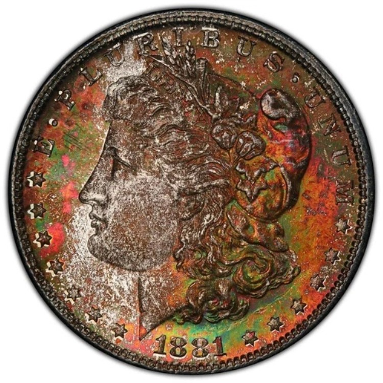 1881-S モーガン シルバー ドル $1 PCGS MS64 ティディハウス レインボートナー｜WORLD RESOURCE【KING店】