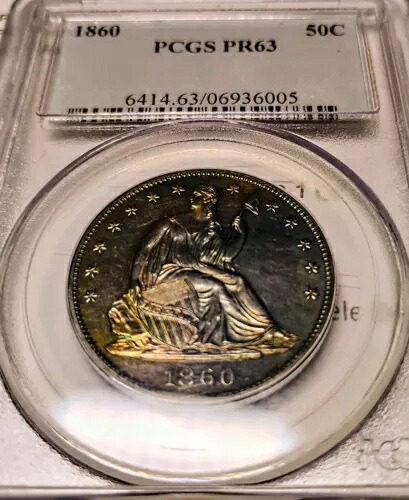 1860年 着席リバティハーフドルプルーフ 63 グレートコントラストフィールドトゥデバイズ｜WORLD RESOURCE【KING店】