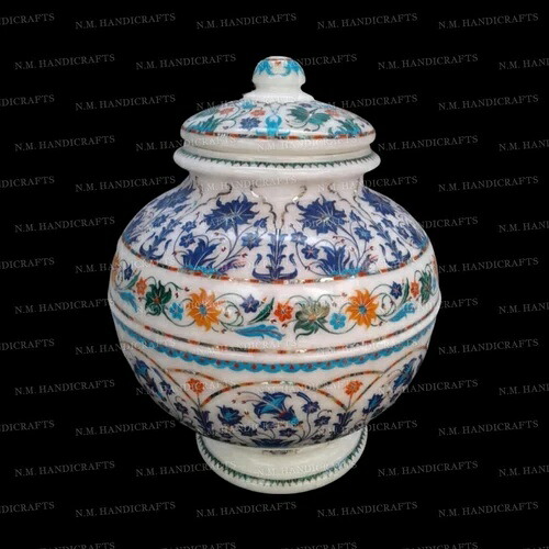 18インチの大理石鉢、花の宝石象嵌、花瓶鉢、装飾アート＆コレクターズアイテム｜WORLD RESOURCE【KING店】