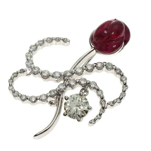 楽天市場】福原佐智 デザインブローチ フラワーモチーフ PT900 K18