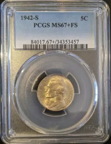 1942年頃のPCGS ms67+fsプラス6つのフルステップ6fsジェファーソンシルバーウォーニッケル非常に希少｜WORLD RESOURCE【KING店】
