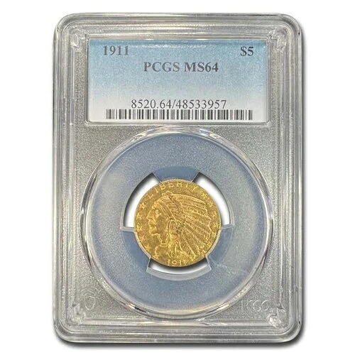1911年 5ドル インディアンゴールド ハーフイーグル MS-64 PCGS｜WORLD RESOURCE【KING店】