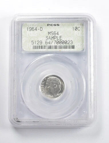 MS64 1964-D ルーズベルト ダイム PCGS サンプル ドイリー ハンドカット *5855｜WORLD RESOURCE【KING店】