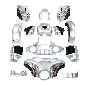 ハーレー CVO ストリートグライド 14+ 用 フェアリング ボディワーク キャンディレッド/シルバーハニカム