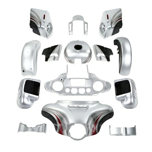 ハーレー CVO ストリートグライド 2014年以降 23インチ レッド/シルバー ハニカムフェードに適合するフェアリングキット｜WORLD RESOURCE【KING店】