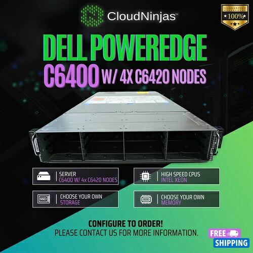 Dell PowerEdge C6400 12ベイ LFF 4x C6420ノード 4x Xeon Silver 4212ブレードサーバ