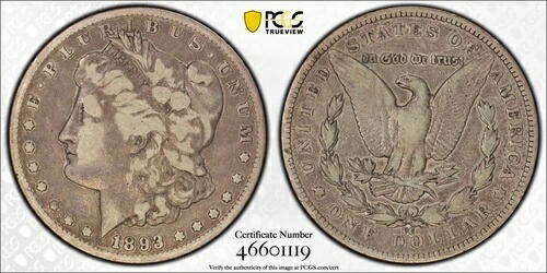 1893 CC PCGS VG10 - シルバー モルガン ダラー - 1ドル 米国コイン #48610A