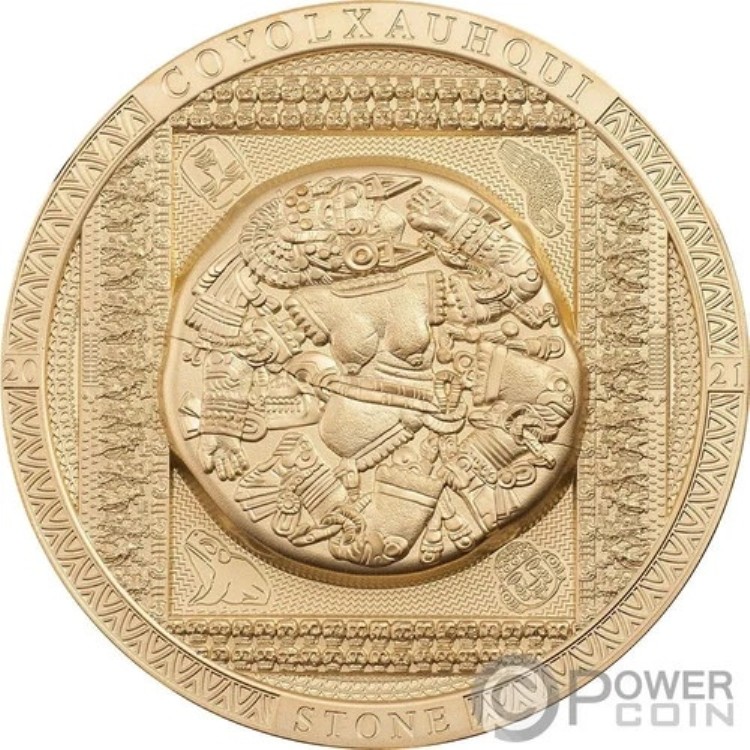 COYOLXAUHQUI STONE 金メッキ シンボリズム 3オンス 銀貨 20ドル クック諸島 2021年｜WORLD RESOURCE【KING店】