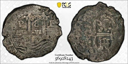 PCGS ボリビア 8 レアル コブ (1667-78) PE 8 R カリコ タイプ 111。F 詳細。