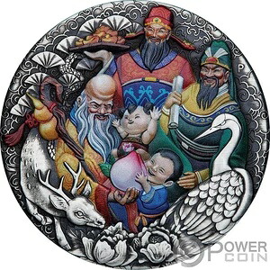FU LU SHOU 5オンス 銀貨 5ドル ツバル 2023年