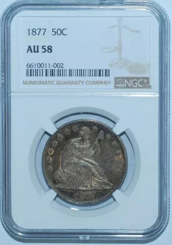 1877年 NGC AU58 着席型自由の女神ハーフドル