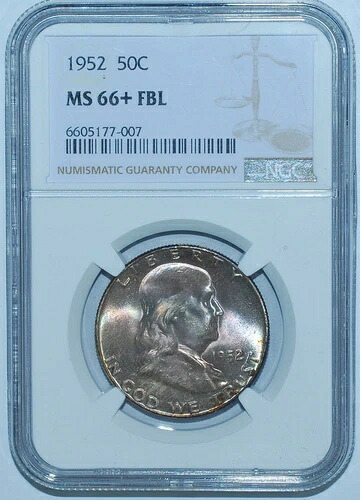 1952年 NGC MS66+FBL フルベルライン フランクリン ハーフダラー｜WORLD RESOURCE【KING店】