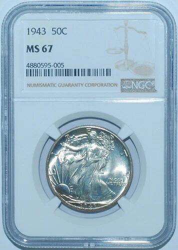 1943年 NGC MS67 ウォーキング・リバティ・ハーフダラー｜WORLD RESOURCE【KING店】