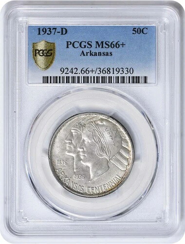 アーカンソー州記念銀貨ハーフドル 1937-D MS66+ PCGS