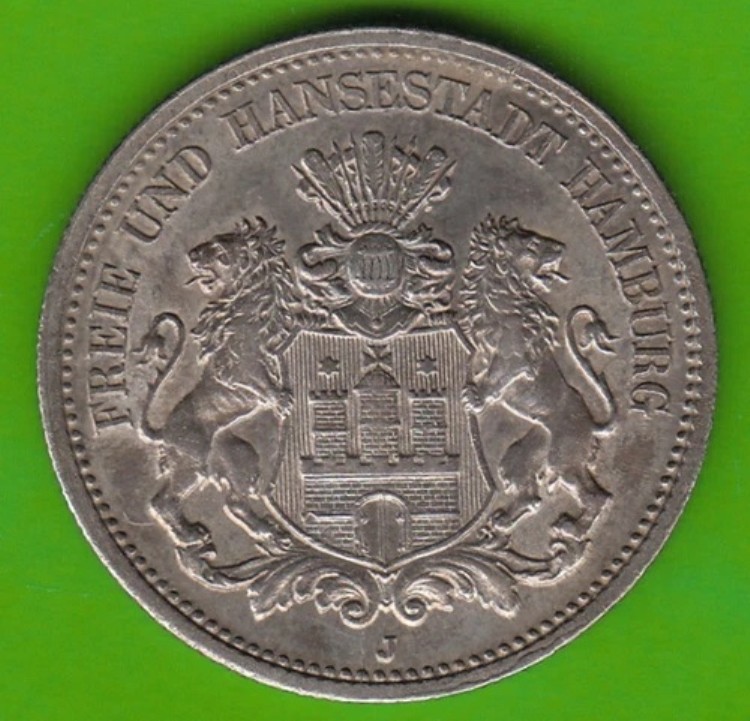 コインマークシルバーハンブルク2マーク1876年VZ-ST非常に美しいnswleipzig 241,065円