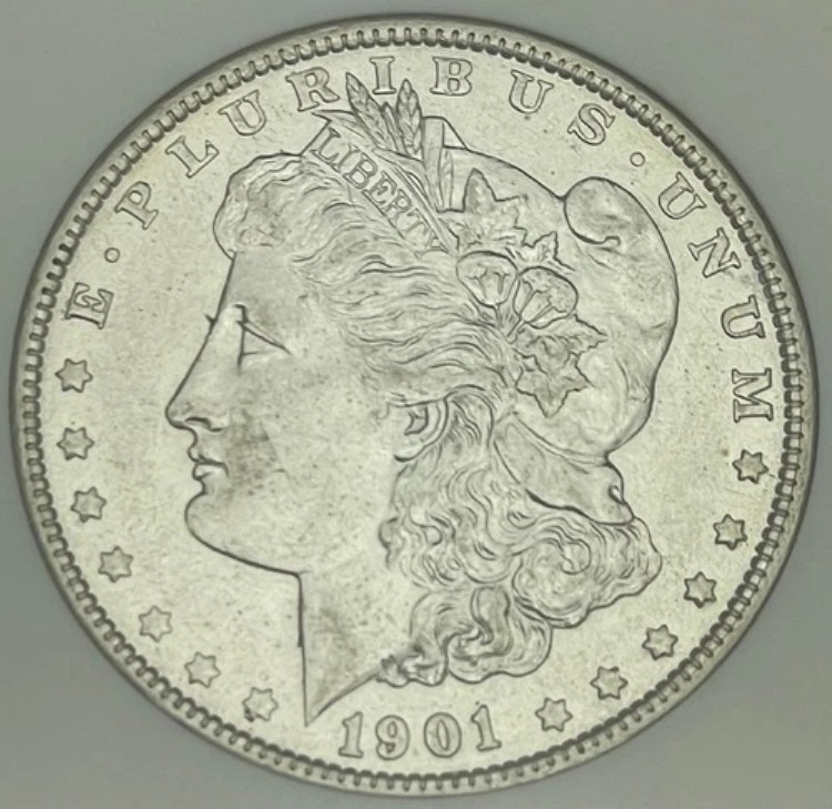 1901年 1ドル モルガン銀貨 NGC AU55