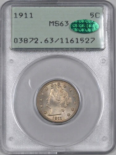 1911年 リバティニッケル OGH ラトラーホルダー / 5C / PCGS MS63 *CAC*
