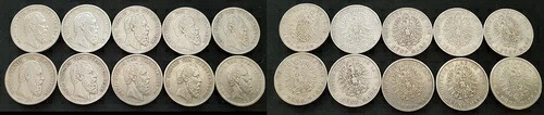 ヴュルテンベルク ロット 1875/1876 10x5 マーク キングチャールズ SS 123830-