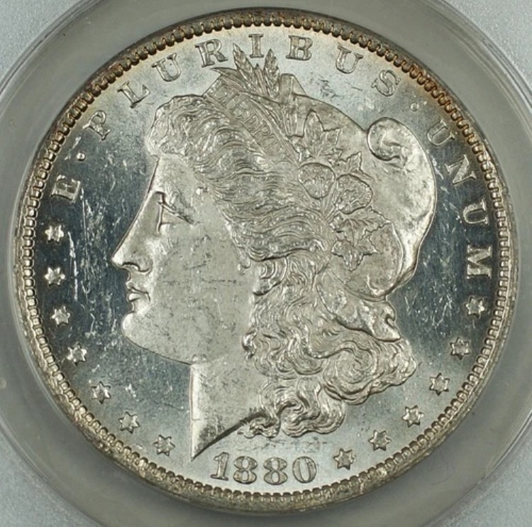 1880-O モルガン銀貨 1ドル、ANACS MS-60 詳細クリーニング済み、SPL 非常に魅力的