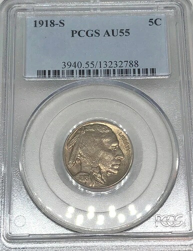 1918-S バッファローニッケル PCGS AU55