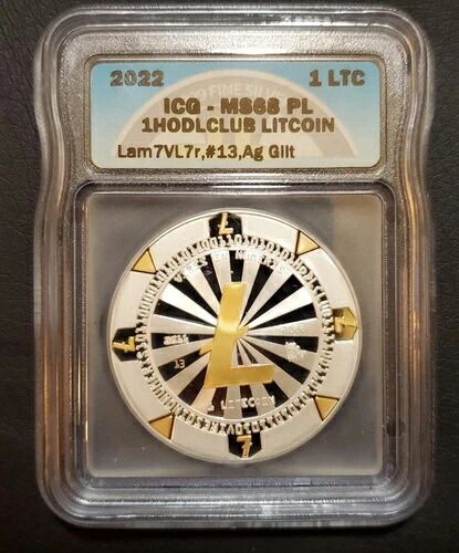 2022 1HoDLCLUB 1 ライトコイン 999 シルバーギルトポーカーチップ（Casascius Icg 68 など）