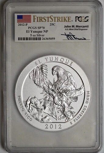 2012-P エル・ユンケ 5オンス シルバーコイン メルカンティ シグネチャー PCGS SP-70 ファーストストライク|WORLD RESOURCE【KING店】
