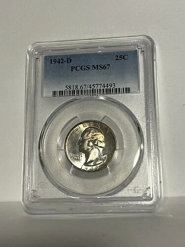 1942-D アメリカ合衆国 シルバー クォーター。PCGS MS67。