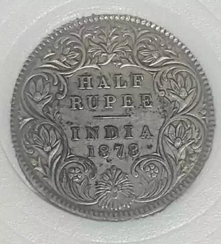 イギリス領インド。1878年、ハーフルピー。キーデート。カルカッタ造幣局。高品位。希少。|WORLD RESOURCE【KING店】