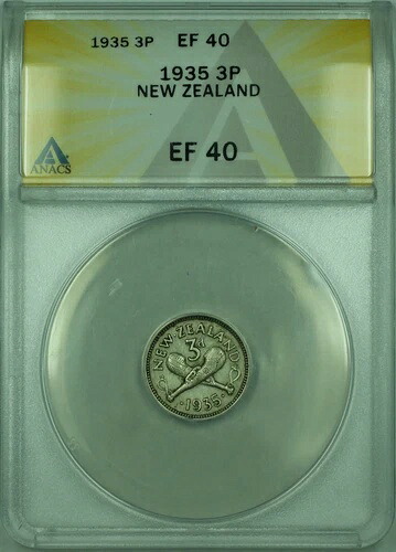 1935年 3P ニュージーランド ANACS EF 40 3ペンス銀貨 KM#1|WORLD RESOURCE【KING店】