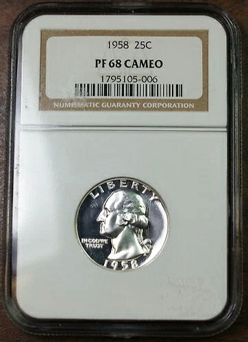 1958年プルーフ銀ワシントンクォーター、NGC PF-68カメオ｜WORLD RESOURCE【KING店】