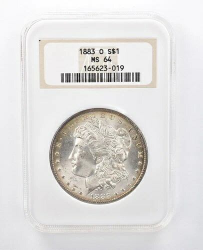 1883-O モルガン銀貨 MS64 NGC レインボートーン リバース *7903