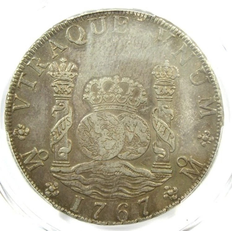 1767年メキシコピラードル8レアル銀貨（8R） - PCGS AU認定詳細