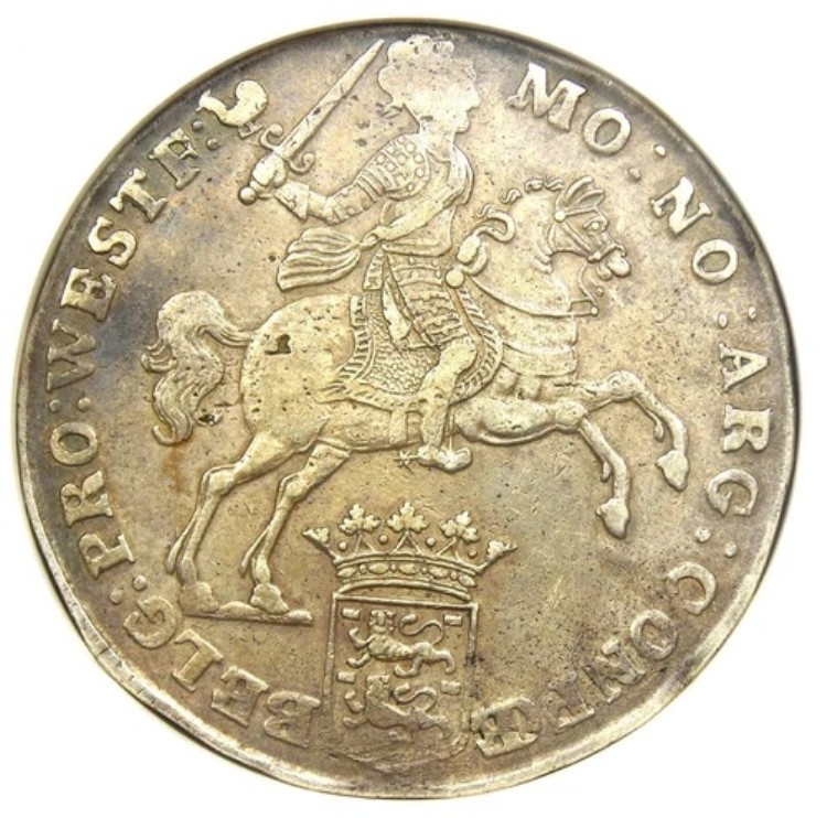 1754年オランダ銀貨デュカトン騎手コイン - NGC AU認定詳細