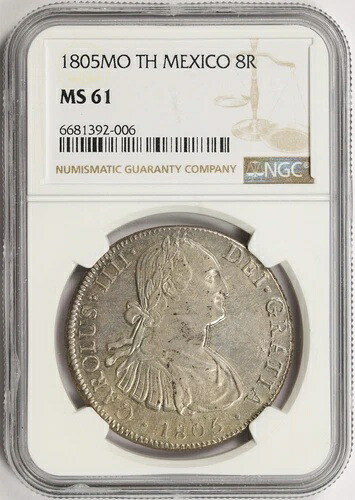 1805-Mo TH メキシコ 銀貨 8レアル NGC MS61