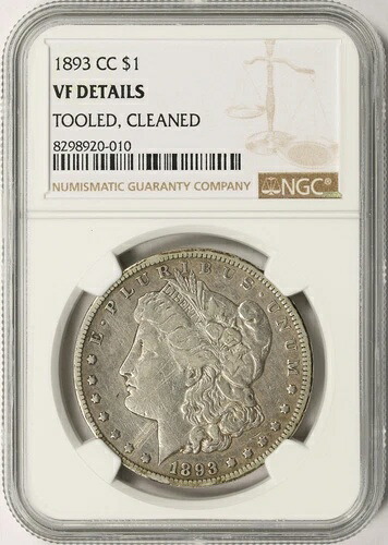 1893-CC 1ドルモルガン銀貨 NGC VF 詳細