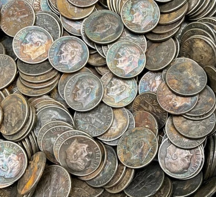 ?? 1965年以前のルーズベルト 90% ジャンク シルバーダイム トーン加工、4ロール、200枚、20ドル相当｜WORLD RESOURCE【KING店】 243,045円