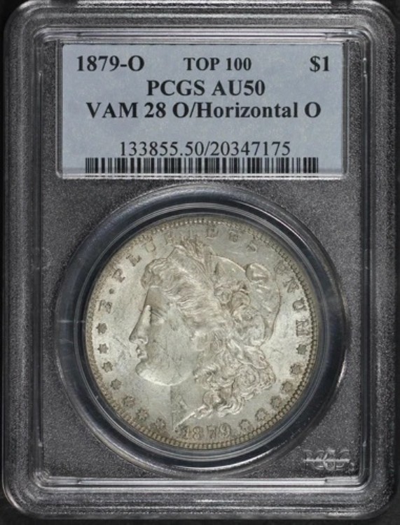 1879-O トップ100 VAM-28 O/水平O モルガンダラー PCGS AU-50|WORLD RESOURCE【KING店】