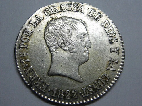 1813年 スペイン 8レアル銀貨 フェルナンド7世 大型銀貨 エッジ文字有 1822年 バルセロナ 4レアル フェルディナンド7世 サイズ2レアル