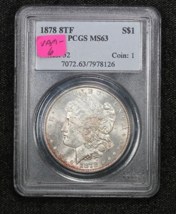 1878年 8尾羽根 モルガン・ダラー PCGS MS-63 VAM-6 ダブルモットー 4ASQ