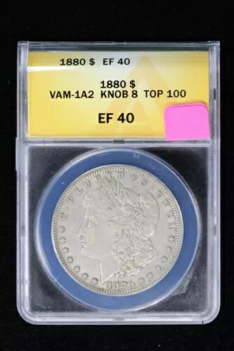 1880年 モルガン・ダラー ANACS VAM-1A2 ノブ8 トップ100 EF 40 3ALG