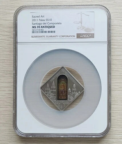 NGC MS 70 アンティーク 神聖な芸術 2011 パラオ S$10 サンティアゴ デル コンポステーラ コイン