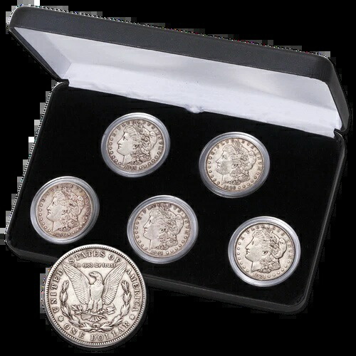 1879-1921年 モルガン銀貨5枚セット（ケース付き）