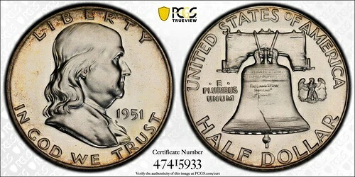 1951年 50セント フランクリン ハーフドル PCGS PR66 47415933｜WORLD RESOURCE【KING店】 244,035円